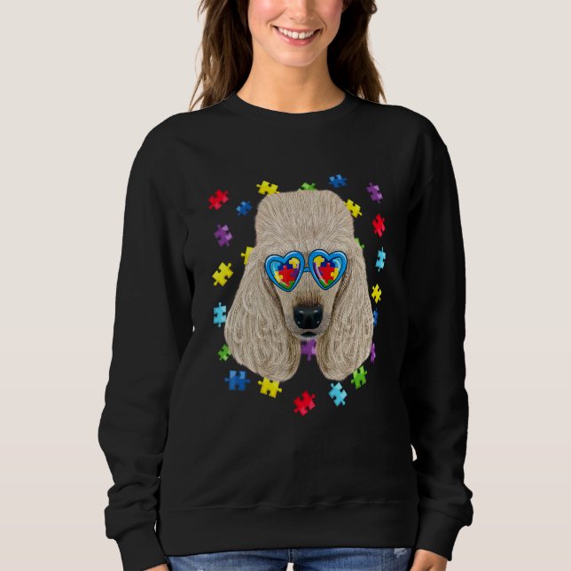 Sweatshirt Amusant Autisme Poodé Chien Puzzle Lunettes de sol (Devant)