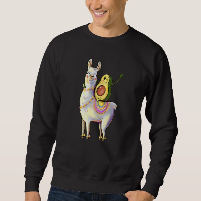 Sweatshirt Amusant Avocado équitation sur un animal Llama Alp (Devant)