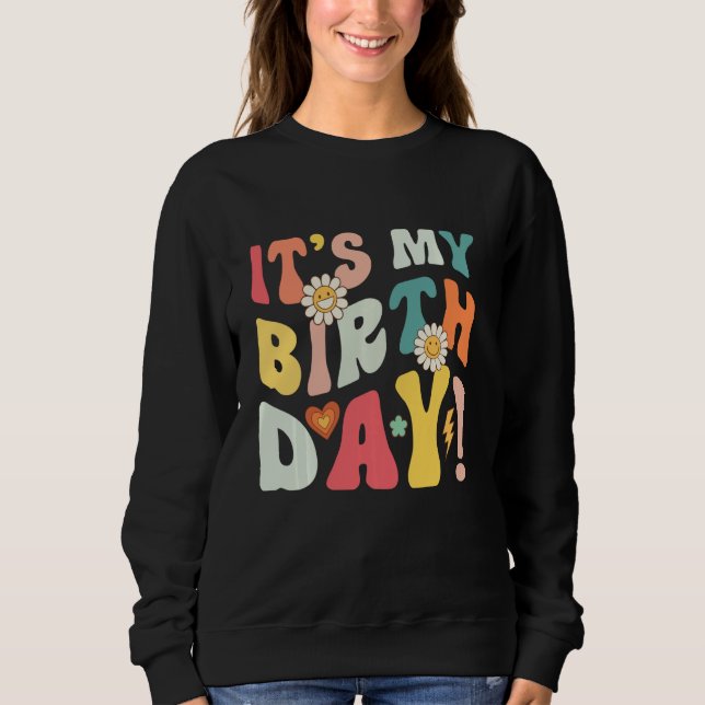 Sweatshirt Amusant C'Est Mon Anniversaire Retro Garçons Super (Devant)