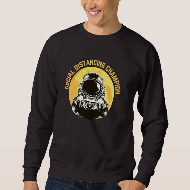 Sweatshirt Amusant Champion de la Distance Sociale astronaute (Devant)