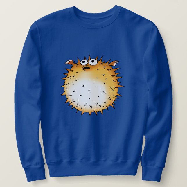 Sweatshirt Amusant dessin animé Puffer Poisson Design (Design devant)