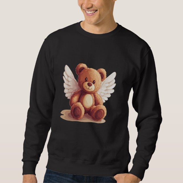 Sweatshirt Amusant et Cool Ange Teddy Ours pour un Vib célest (Devant)