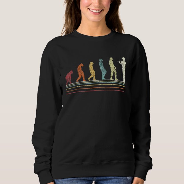 Sweatshirt Amusant Flûte Player Evolution Flutist Retro Vinta (Devant)