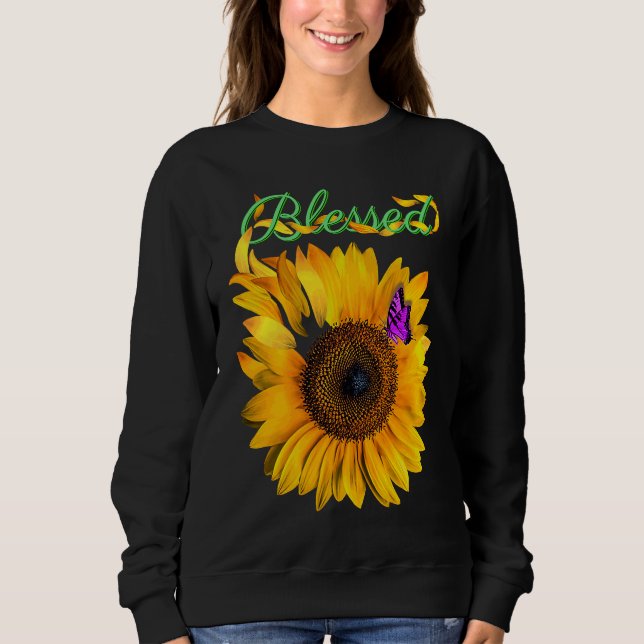Sweatshirt Amusant Frais Bénédiction Message Tournesol D'été (Devant)