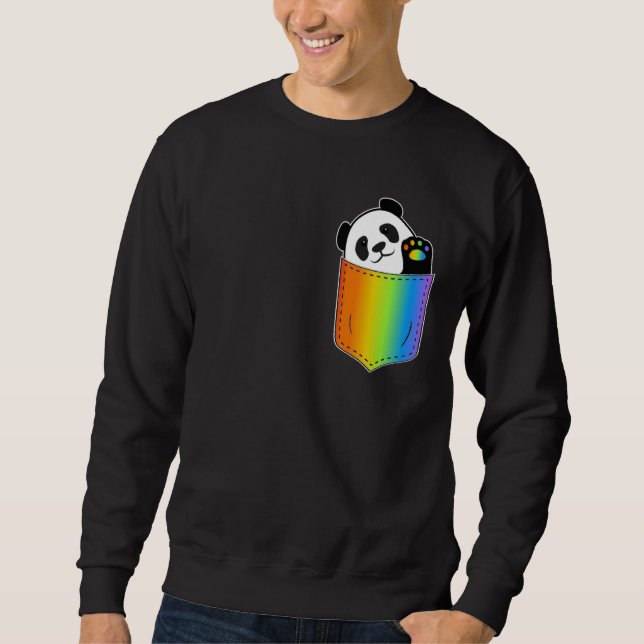 Sweatshirt Amusant Panda Pocket LGBTQ Rainbow Paw Gay pride P (Devant)