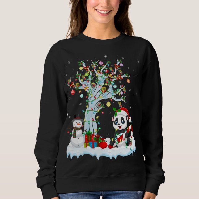 Sweatshirt Amusant Panda Xmas Arbre Éclairage Santa Hat Panda (Devant)