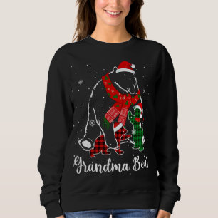 Sweatshirt Amusant Pyjama vert rouge plaid de grand-mère Ours