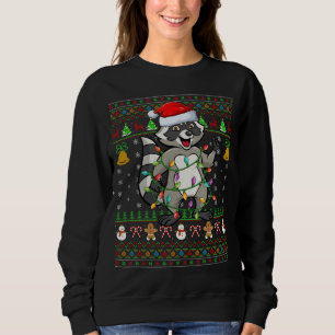 Sweatshirt Amusant Raccoon Xmas Santa Hat Raccoon Ugly Ch