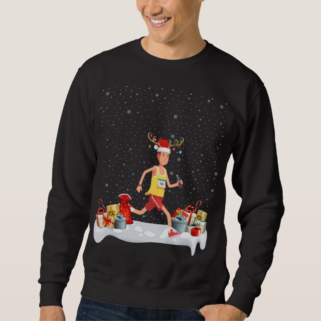 Sweatshirt Amusant Rinder d'éclairage de Noël de Noël Hat Mar (Devant)