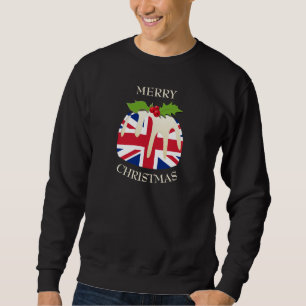 Sweatshirt Amusant   UNION JACK UK   Pudding de Noël