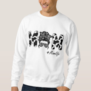 Sweatshirt Amusante Maman Vie Vache Messager Bun Cheveux Band