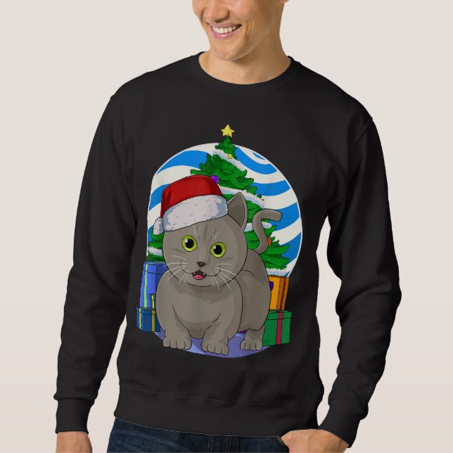 Sweatshirt Amusante Munchkin Chat Père Noël Décor Arbre de No (Devant)