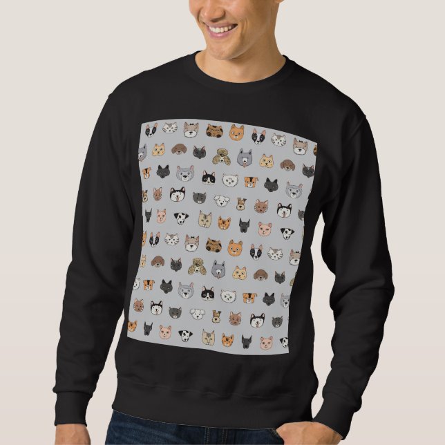 Sweatshirt Amusement animal : Chiens de chats Doodle Mix (Devant)
