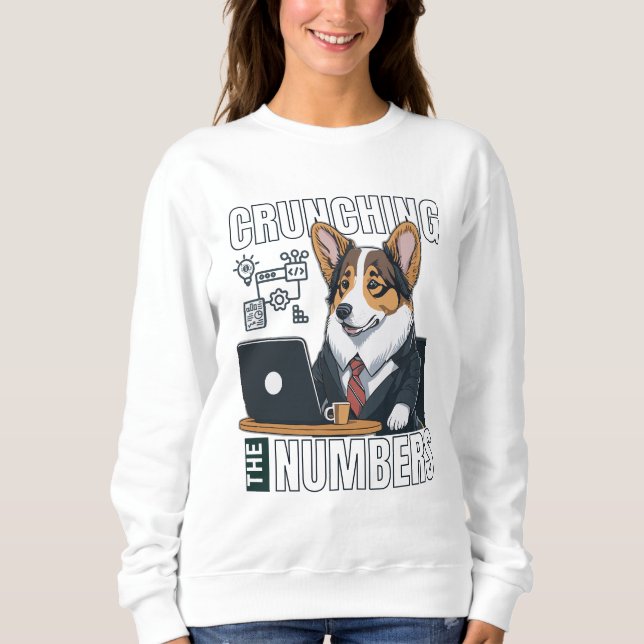 Sweatshirt Analyste de corgi mûre en croisant les nombres (Devant)
