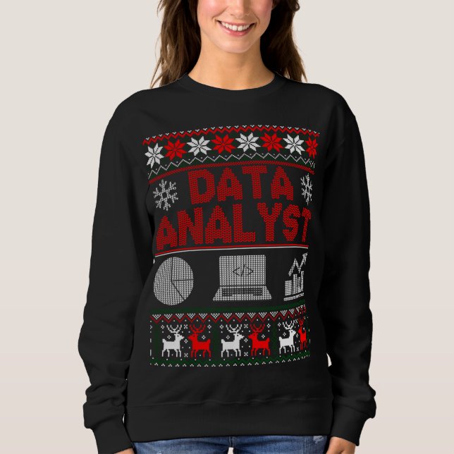 Sweatshirt Analyste de données Hors de l'épaule Noël laide Sw (Devant)