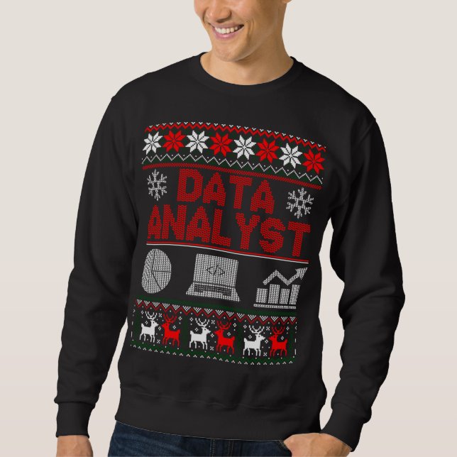 Sweatshirt Analyste de données Hors de l'épaule Noël laide Sw (Devant)