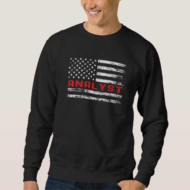 Sweatshirt Analyste Drapeau États-Unis Profession Rétro Titre (Devant)