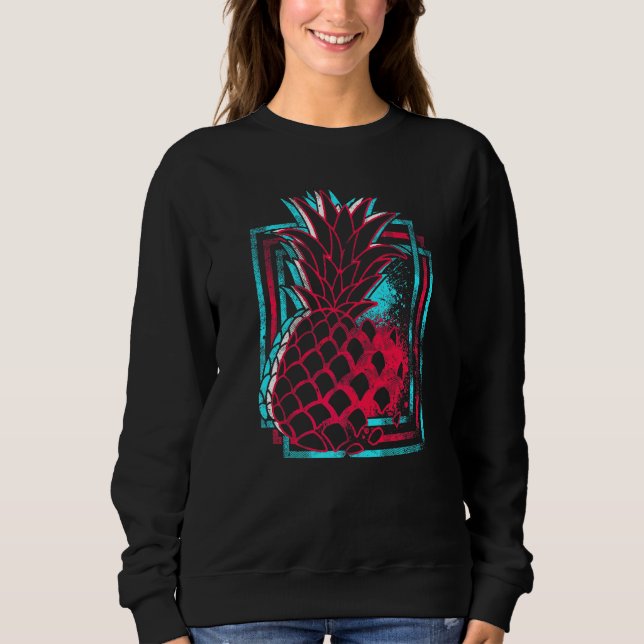 Sweatshirt Ananas en couleur techno de festival synthétiseur  (Devant)