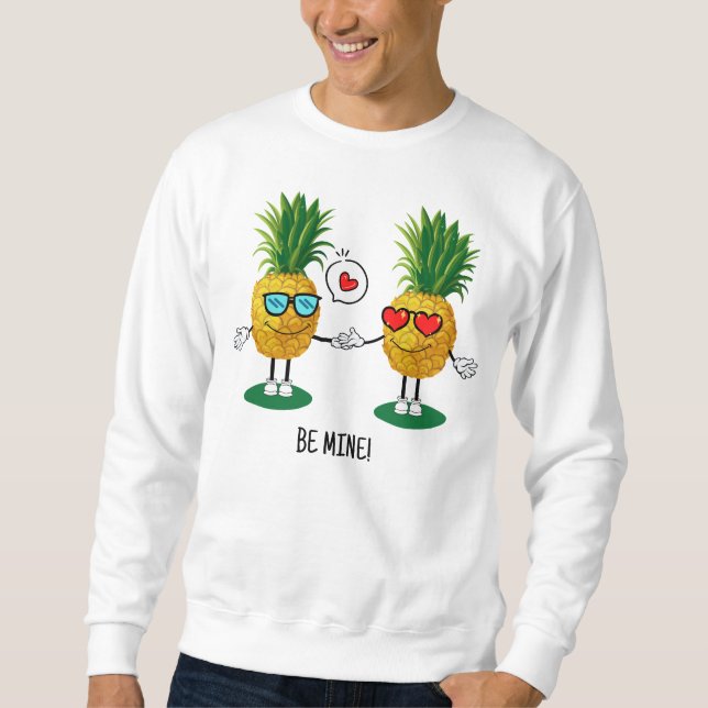 Sweatshirt Ananas personnalisé Emoji amour couple (Devant)