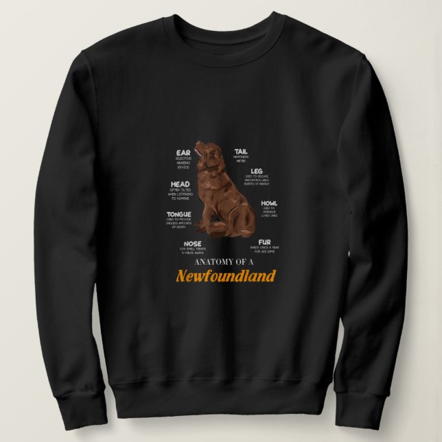 Sweatshirt Anatomie adorable d'un chien de Terre-Neuve (Design devant)