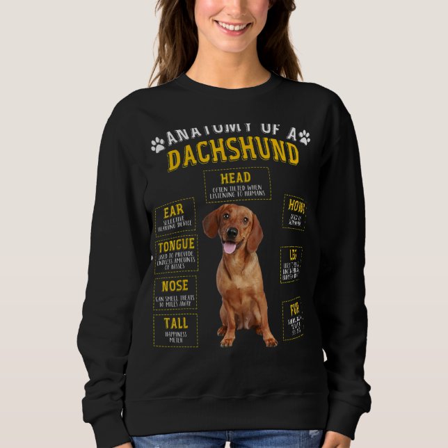 Sweatshirt Anatomie Dachshund Pour Femmes Hommes (Devant)