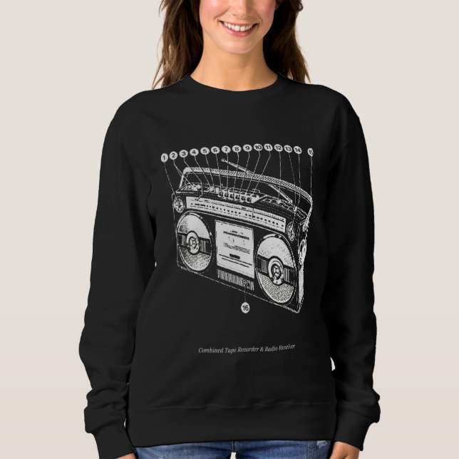 Sweatshirt Anatomie de Boombox Retro 80s 90s Ghetto Blaster H (Devant)