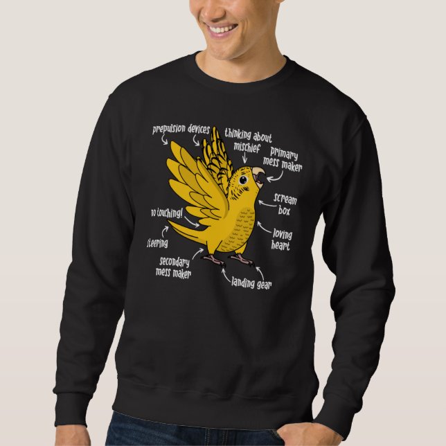 Sweatshirt Anatomie de perroquet I Perruche lutino jaune (Devant)