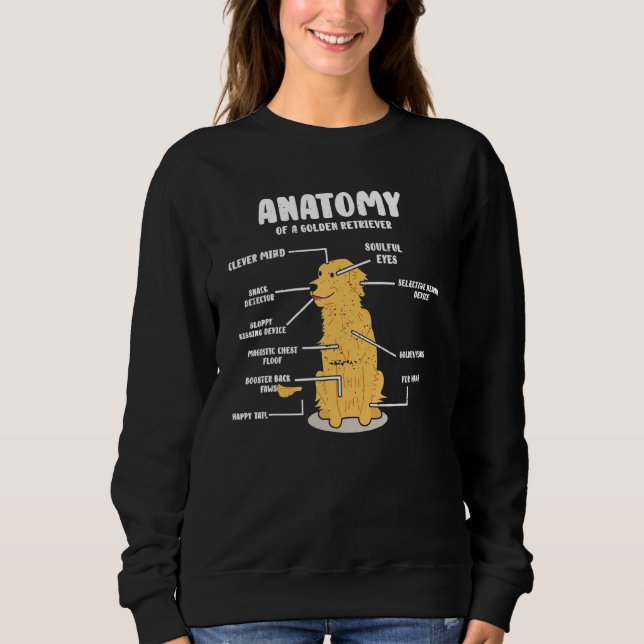 Sweatshirt Anatomie D'Un Chien Rétro Rétro Réducteur D'Or (Devant)