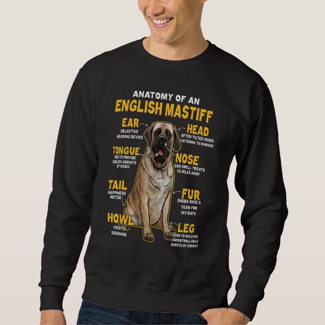 Sweatshirt Anatomie d'un Mastiff Anglais pour Chien (Devant)