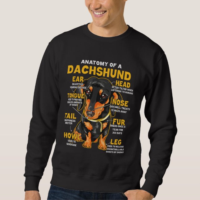Sweatshirt Anatomy Of A Dachshund For Wiener Dog (Devant)