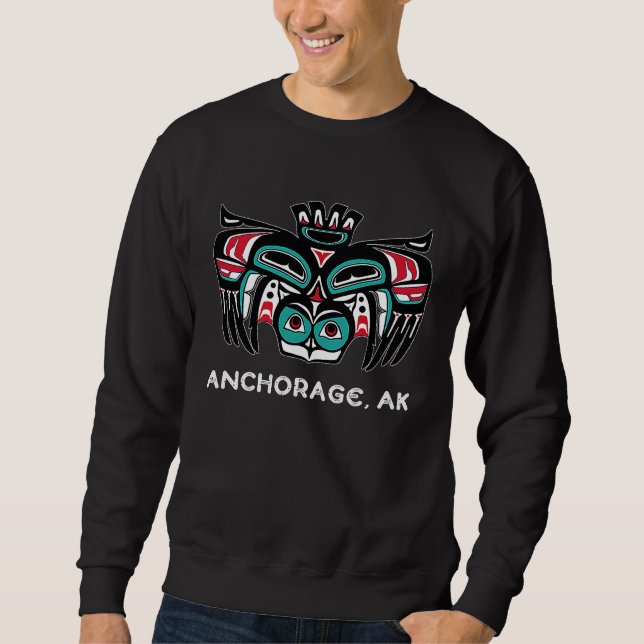Sweatshirt Anchorage Alaska Native American Style Tlingit Owl (Devant)