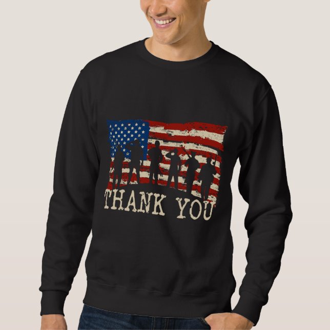 Sweatshirt Anciens combattants du Merci du drapeau américain (Devant)