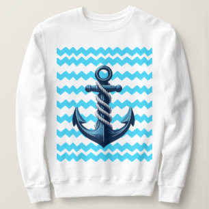 Sweatshirt Ancrage bleu avec vagues bleues