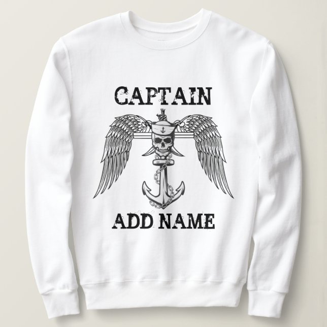 Sweatshirt Ancrage personnalisé du nom du capitaine de bateau (Design devant)