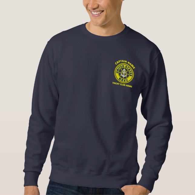 Sweatshirt Ancre de la marine bleue bateau capitaine nautique (Devant)