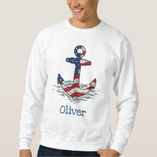 Sweatshirt Ancre nautique avec drapeau américain