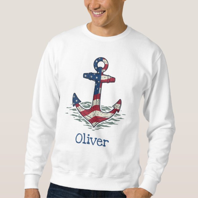 Sweatshirt Ancre nautique avec drapeau américain  (Devant)