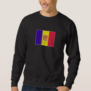 Sweatshirt Andorre Drapeau Aux Couleurs Nationales Vintages a
