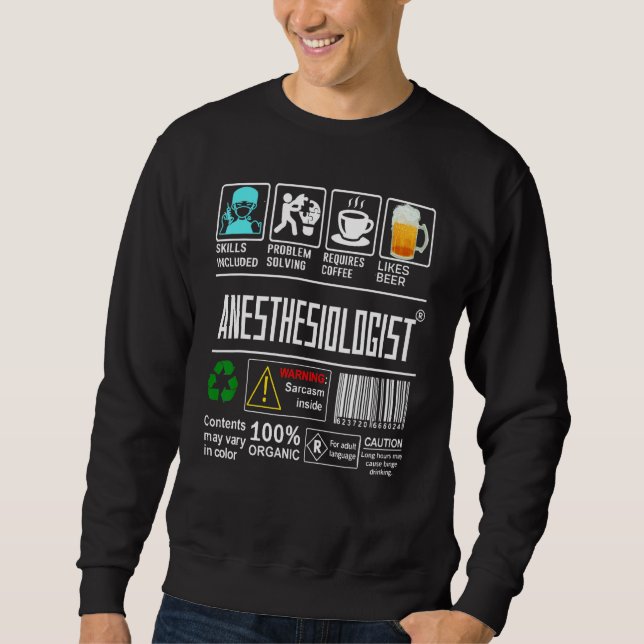 Sweatshirt Anesthésiste Faits d'anesthésiologie Café & Abeill (Devant)