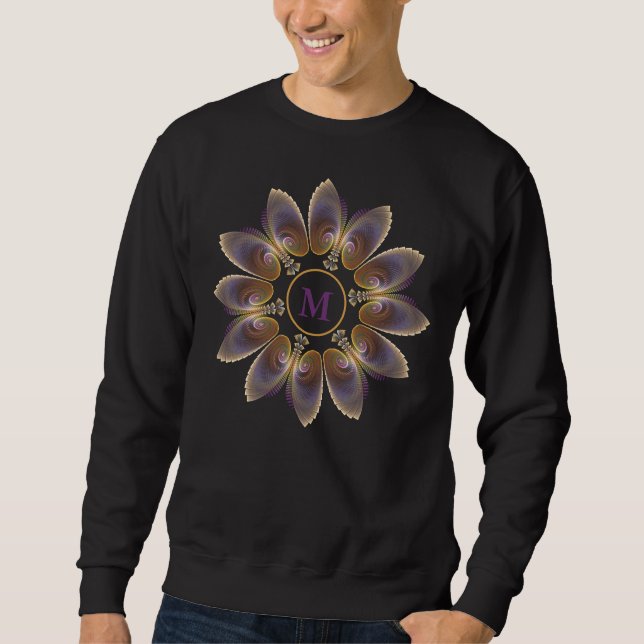 Sweatshirt Ange Abstraite ailes Mandala Monogramme fractal (Devant)