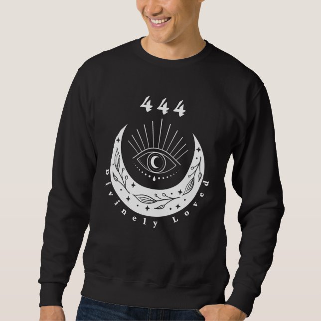 Sweatshirt Angel Number 444 Divinely Loved The Eye Moon (Devant)