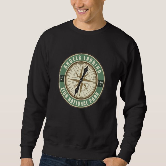 Sweatshirt Angels Landing Trail Utah Hiker Compass Circle Bad (Devant)