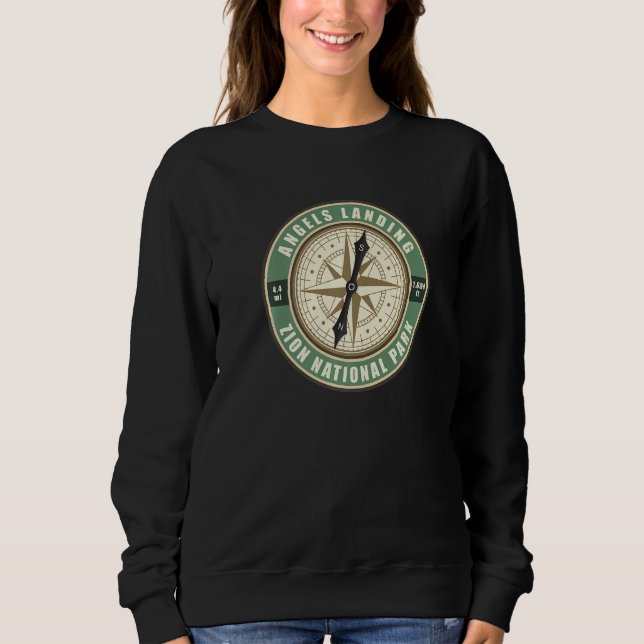 Sweatshirt Angels Landing Trail Utah Hiker Compass Circle Bad (Devant)