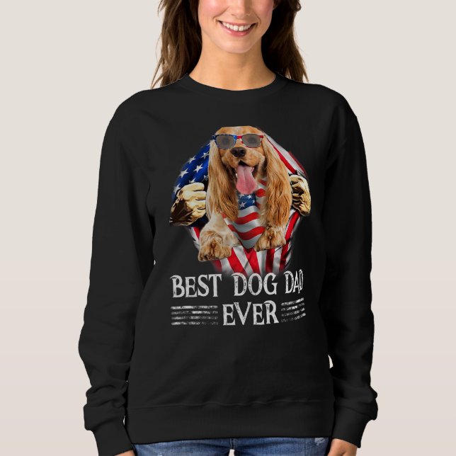 Sweatshirt Anglais Cocker Espaniel Papa Drapeau Américain 4èm (Devant)