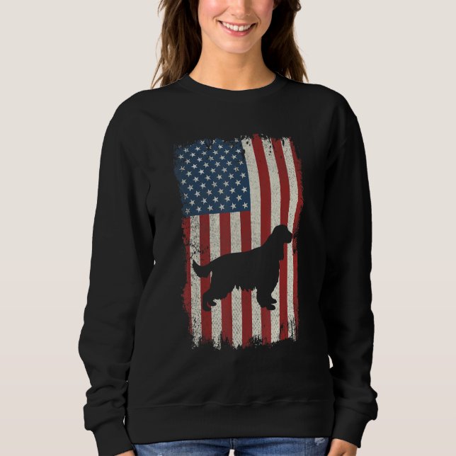 Sweatshirt Anglais Cocker Spaniel American Flag Usa Chien Pup (Devant)