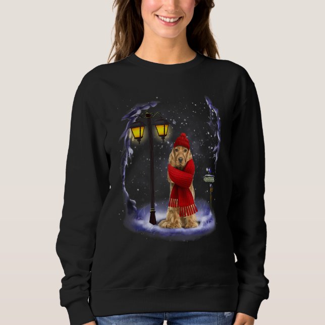 Sweatshirt Anglais Cocker Spaniel Père Noël Christmas Light W (Devant)