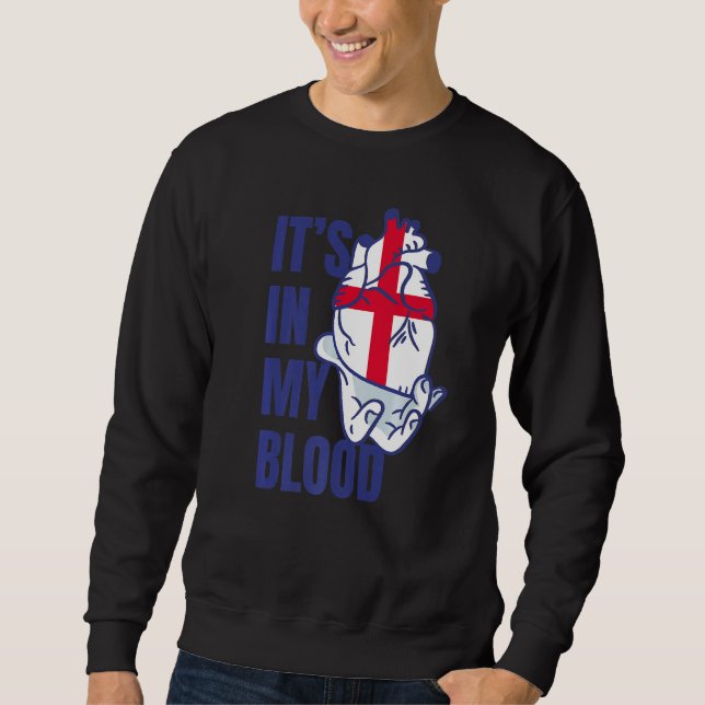 Sweatshirt Anglais Drapeau Heart Veines sang main Angleterre (Devant)