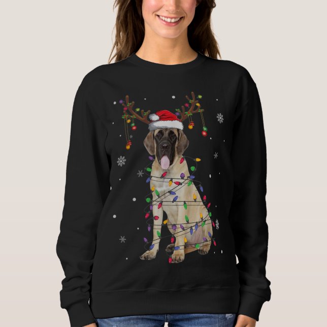 Sweatshirt Anglais Mastiff Christmas Reindeer Christmas Light (Devant)