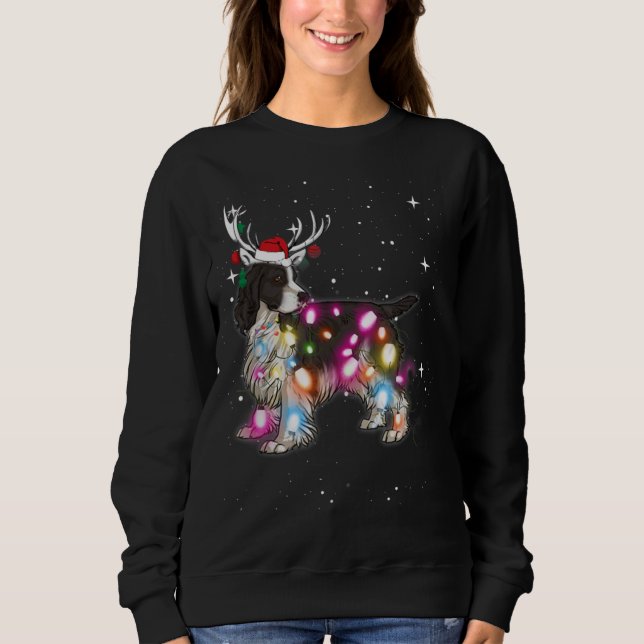 Sweatshirt Anglais Springer espagnol feux de Noël Pyjama F (Devant)