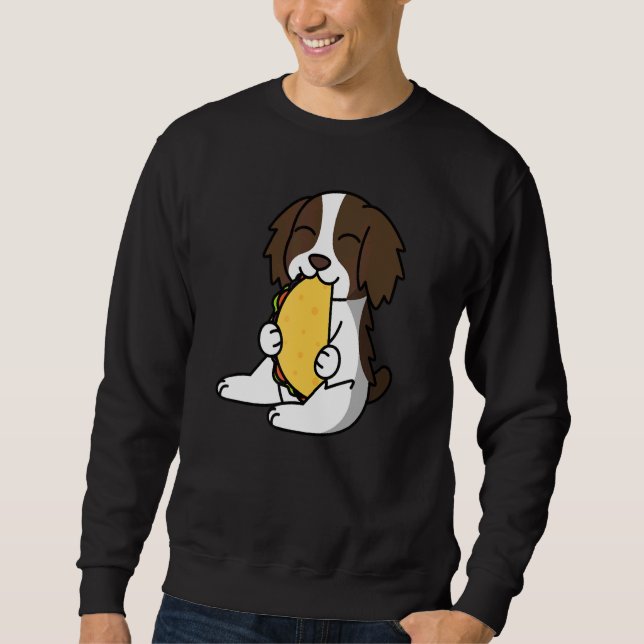 Sweatshirt Anglais Springer Spaniel Manger Un Chien Taco (Devant)